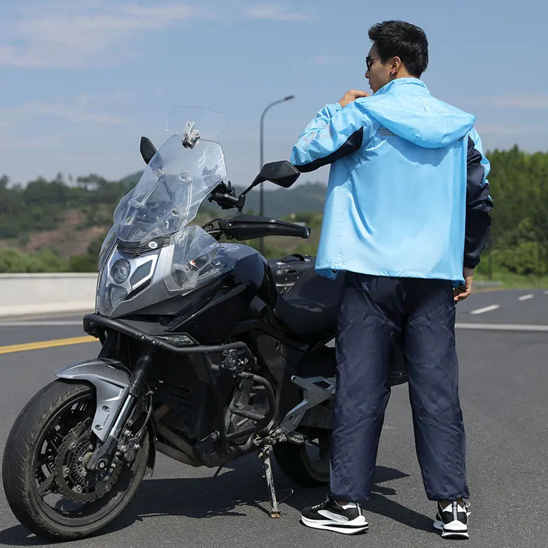 Women's & Men's Reflective Rain Jacket Coat PU Material Waterproof Nylon Split Raincoat Pants Suit for Work Hiking & Fishing