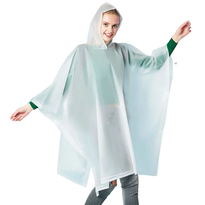 Outdoor Waterproof Adult Portable Three-in-One Raincoat Poncho One PE Plastic Jacket Print One Rainy Days Work Travel Logo Secondary image