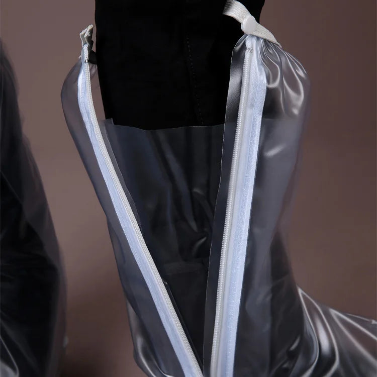 PVC Mid-Calf Rain Boots Waterproof Warm Reusable Rubber Autumn Motorcycle Riding Recyclable PVC Shoe Cover Protector LED Light