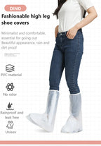 PVC Shoe Cover With High Barrel  Elastic Band Waterproof and Thickened Sole Wear-resistant Rain Proof  Shoe Cover