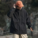 Couple Outdoor Hiking Jacket With Windproof Waterproof Cap Spring Rain Suit With Hooded Jacket Made Polyester Motorcycle Use