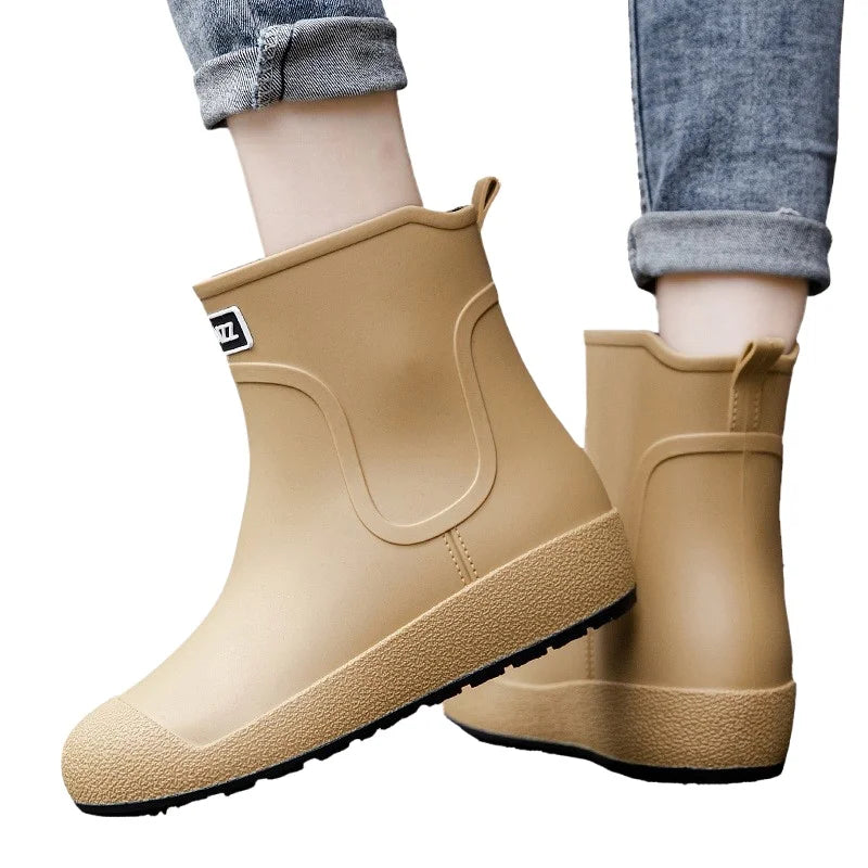 Four Seasons Thickened Bottom Work Shoes for Men and Women Short Tube Waterproof With Thermal Feature for Winter Adults Main image