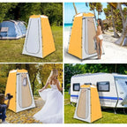 Portable Single-Layer Outdoor Travel Privacy Shower Tent Waterproof Oxford Fabric Fiberglass Spacious Dressing Changing Camping