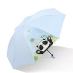 Chinese Wind Panda Style Cartoon Umbrella Three-Fold Sunscreen UV Protection Fully-Automatic J Black Polyester Coating Rain Logo