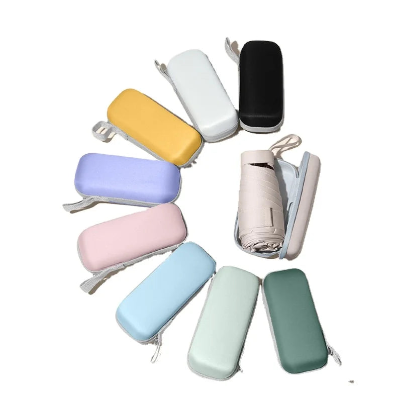 6-Section Windproof Fabric Folding Umbrella EVA Mini Case UPF50+ UV Protection Black Dye Pocket Rain Umbrella Gift Packing Main image