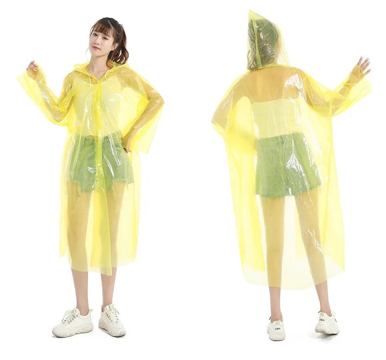 Hot Sale Disposable PE Rain Poncho Emergency Waterproof Raincoat With Drawing String and Snap Button Design for Hiking