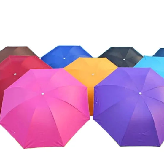 Factory Price 3-Folding Rainproof Windproof Umbrellas With Sier Coating Quick Shipment Fabric Plastic Handle Promotional Style