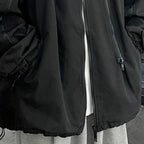 Samurai Brand Heavy-Weight Black Jacket Waterproof Windbreaker for Boys Loose Fit Spring and Autumn Outdoor Wear