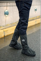 PVC Mid-Calf Rain Boots Waterproof Warm Reusable Rubber Autumn Motorcycle Riding Recyclable PVC Shoe Cover Protector LED Light