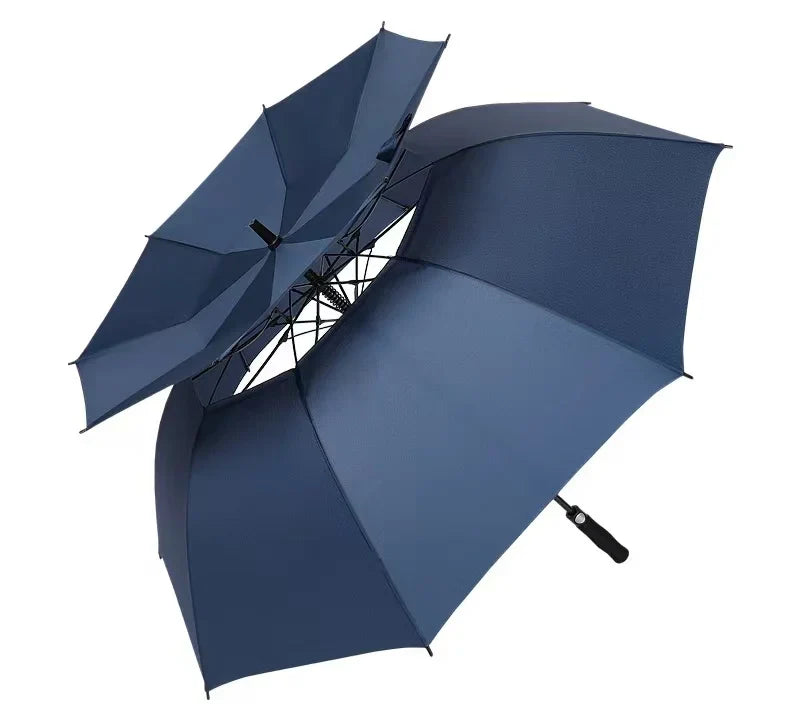 Wholesale Custom Large Double Canopy Automatic Open Golf Umbrella With Logo Vented Windproof Design for Travel