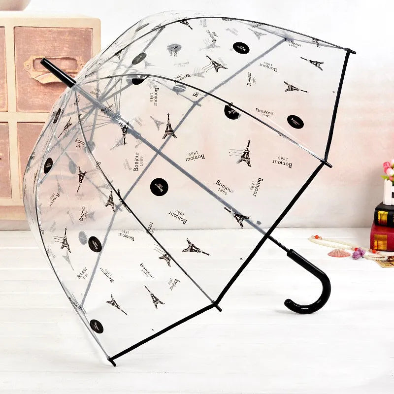 Gossip Girl Princess Umbrella Thickened Transparent Automatic Apollo Mushroom Umbrella Eiffel Tower Plastic Umbrella