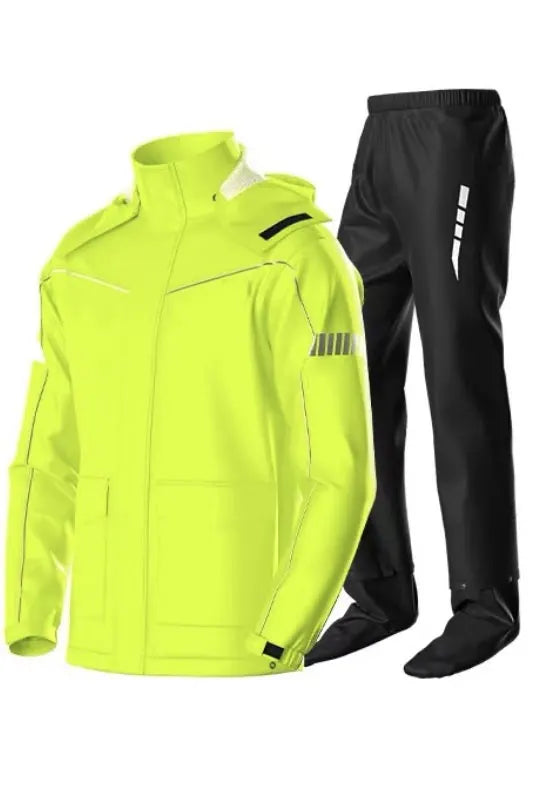 High Reflective Waterproof Cycling Raincoat Suit Hood Jacket Pants Rain Coat Visible Protection Riders Rain Cape for Motor Cycle