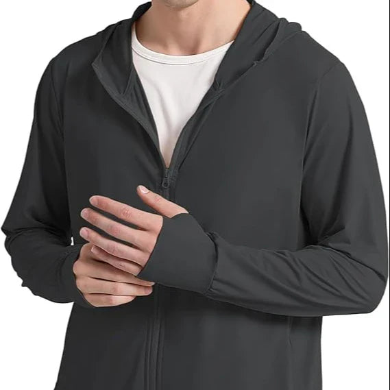 Men's UPF 50+ Sun Protection Outdoor Lightweight Full Zip Hoodie Rain Jacket Long Sleeve Fishing Hiking Performance Shirt Main image