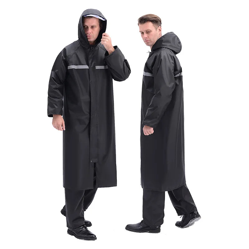 Wholesale Black Oxford Cloth One-Piece Adult Long Windbreaker Waterproof Windproof Split Raincoat Custom Logo Work Polyester Main image