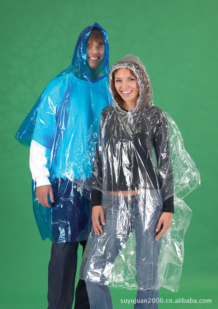 Promotional Disposable PE Emergency Rain Poncho 50 X 80 Square Waterproof Plastic Raincoat Hiking Boys Girls Secondary image
