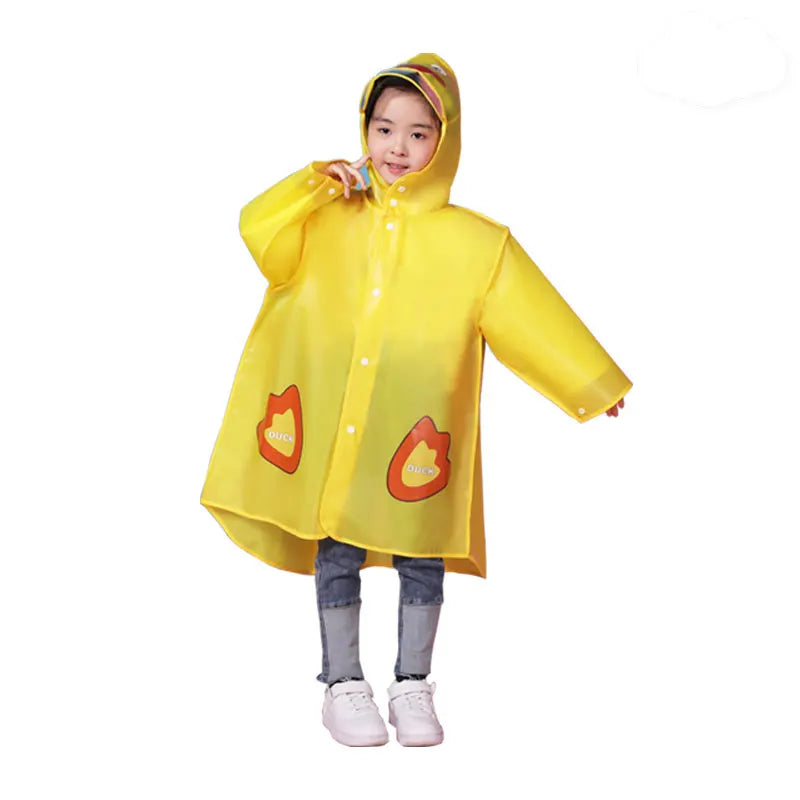 Custom Kids Raincoat EVA Hooded Waterproof Cartoon Design PU Material Breathable Windproof Reusable Overall Girls' Hiking XXL