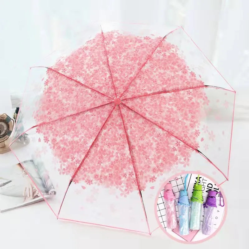 Celebrities' Choice Automatic Folded Bubble Canopy Clear Umbrella for Children Pongee Fabric Sunshade for Travel
