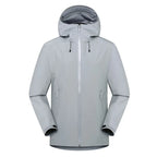 Outdoor Unisex Custom Logo Single Layer Hard Shell  Rain Jacket Light Color Waterproof Windbreaker Riding Jacket Hooded Raincoat