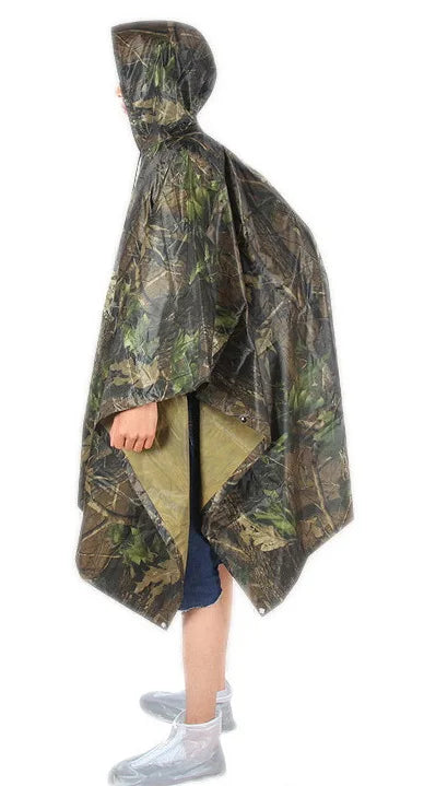 Custom Designed Waterproof Breathable Polyester Rain Cape  Hood Motorcycle Raincoat Folded In's Own Pocket