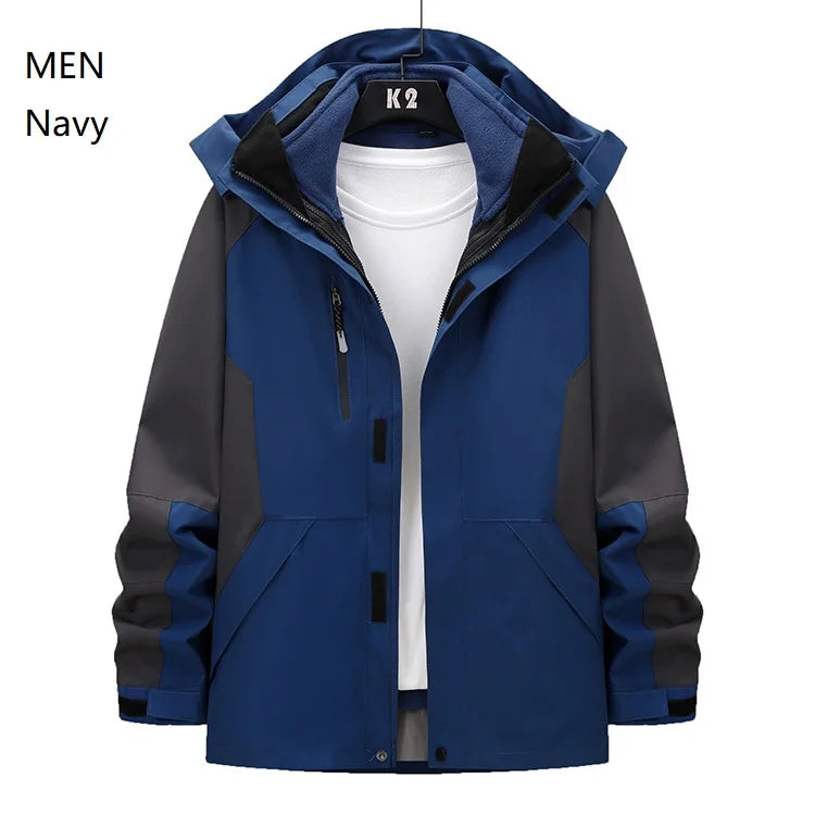 Women and Men Three-in-One Winter Ski Suit Waterproof Breathable Outdoor Work Clothes Two-Piece Set With Warm Jackets Raincoat