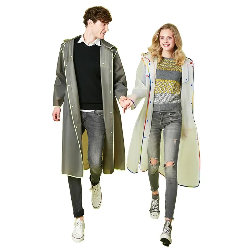 Unisex EVA Rain Poncho Adults Customizable XXL Long Cape Colorful Hem Waterproof Rain Jacket Outdoor Hiking Travel Logo Main image