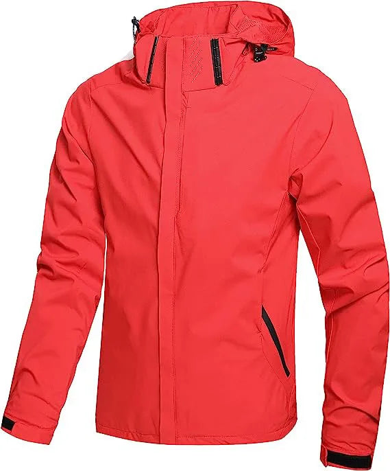 Men's Lightweight Hooded Waterproof Raincoat Windproof Jacket for Outdoor Hiking and Motorcycle Riding Size XL Rainproof