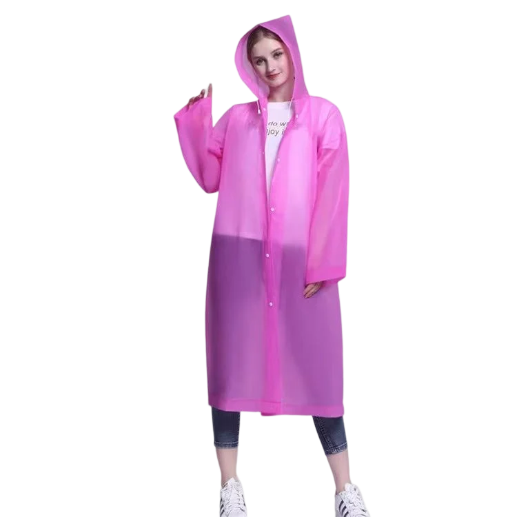 Factory Price Stock Adult EVA Plastic Raincoat Custom Logo Transparent Reusable Outdoor Poncho Waterproof Rain Wear Rain Coat