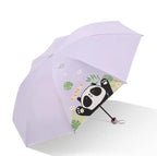 Chinese Wind Panda Style Cartoon Umbrella Three-Fold Sunscreen UV Protection Fully-Automatic J Black Polyester Coating Rain Logo