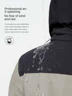 Men's Lightweight Waterproof Zippered Hooded Bomber Jacket with Heart Pattern Fall Streetwear Windbreaker