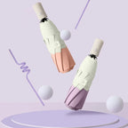 Korean Japanese Ins Small Fresh Ladies Umbrella Three Folding Customized Logo Two Color Stitching Plastic Handle Business 6K