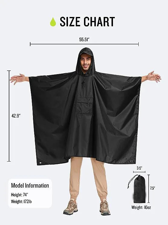 Hooded Rain Poncho XXL Raincoat Jacket for Cycling Custom Logo Printed Waterproof Camping 100% Polyester for Men & Women