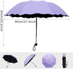 Creative Three-Fold Lotus Leaf Edge Sunshade Umbrella Watercolor Blooms Strong UV Protection Black Glue Customizable Logo