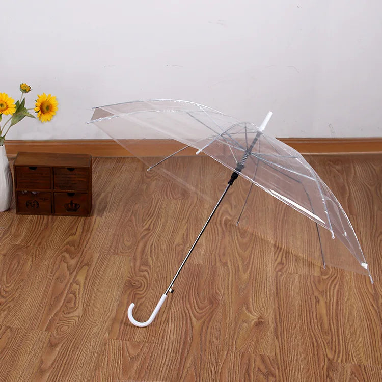 Automatic Customized Logo Umbrella Steel Travel Popular Stretch Modern Rod Transparent Small Fresh Long Handle Windproof Main image