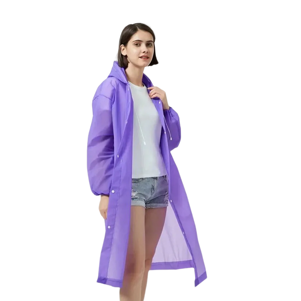 Portable Adult Travel EVA Raincoat Waterproof Long Full-Body Poncho Outdoor Thickened Non-Disposable One Pocket Rainwear Rainy