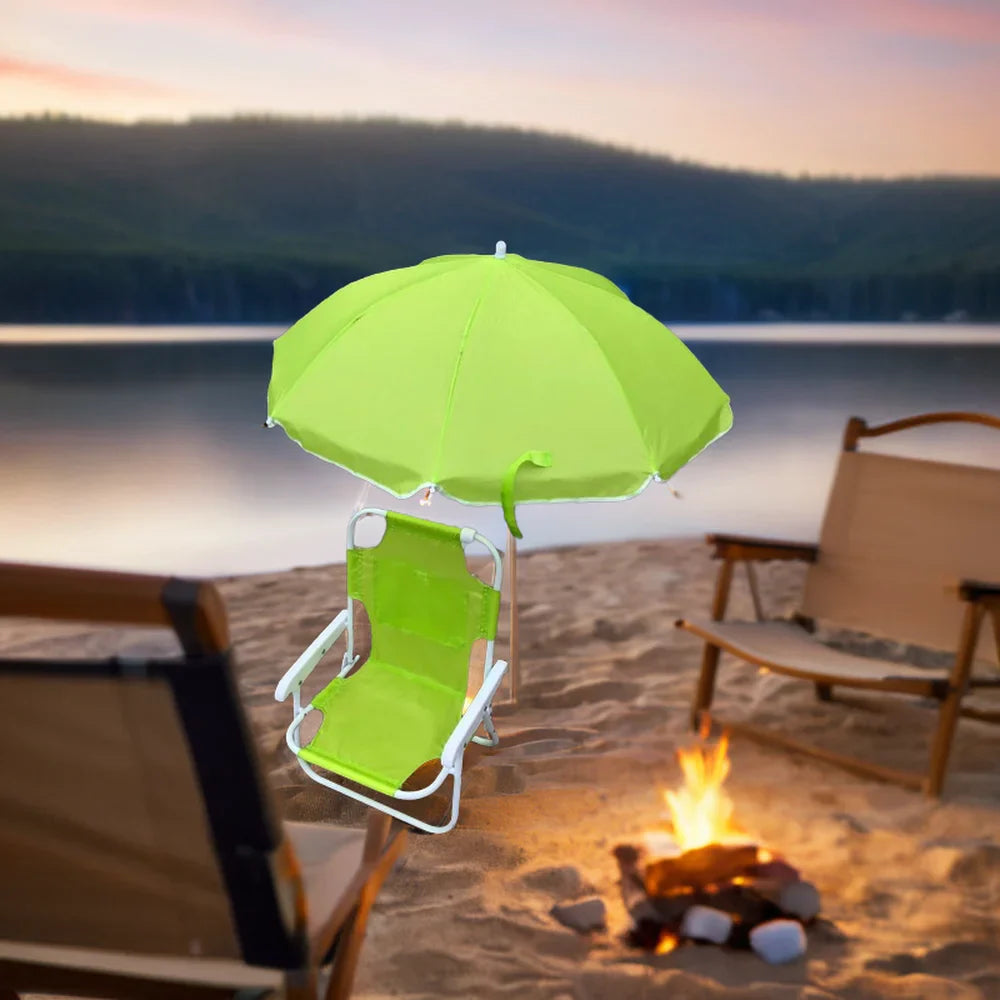 Portable Outdoor Foldable Luxury Beach Chair With Automatic Open Umbrella Baby Kids Friendly Light Weight Fabric for Camping Secondary image