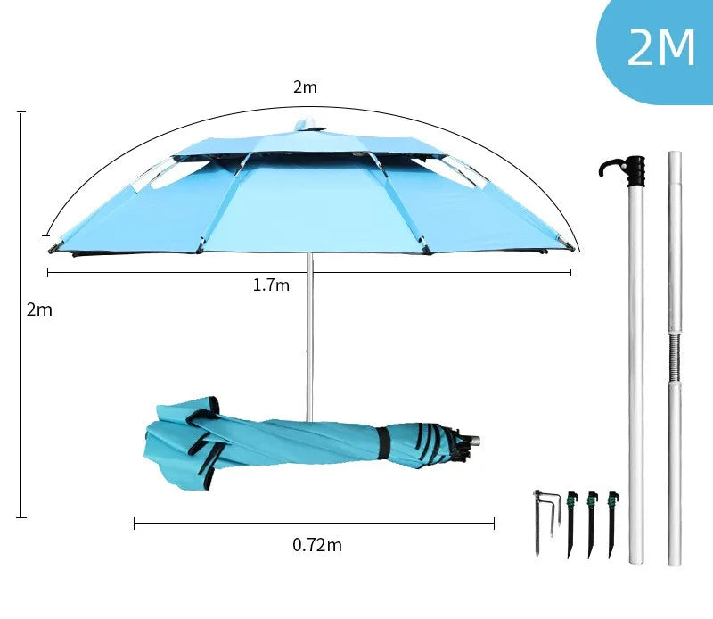 Fishing Umbrella Buckle Flower Double-layer Thickened Windproof Universal Full Shading Parasol