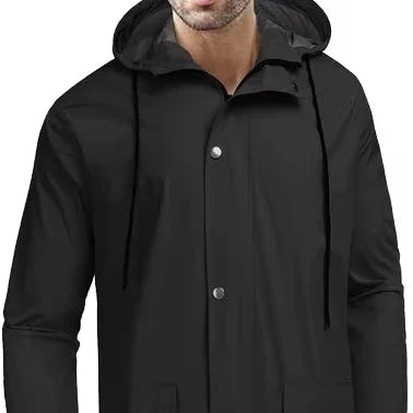 Men's XXL Lightweight Polyester Rainproof Jacket Waterproof Long Sports Raincoat Hood Durable Windproof Adults' Travel Custom Secondary image