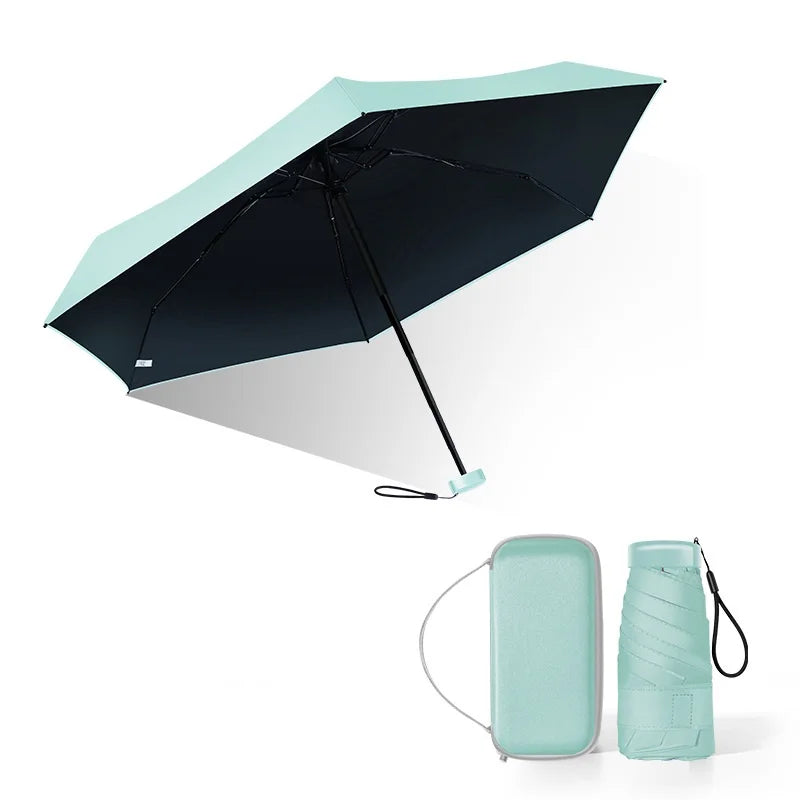 Factory Whole Sale New Design Uv Protection Capsul Pocket Portable Super Mini With Custom Case 6 Folding Umbrella