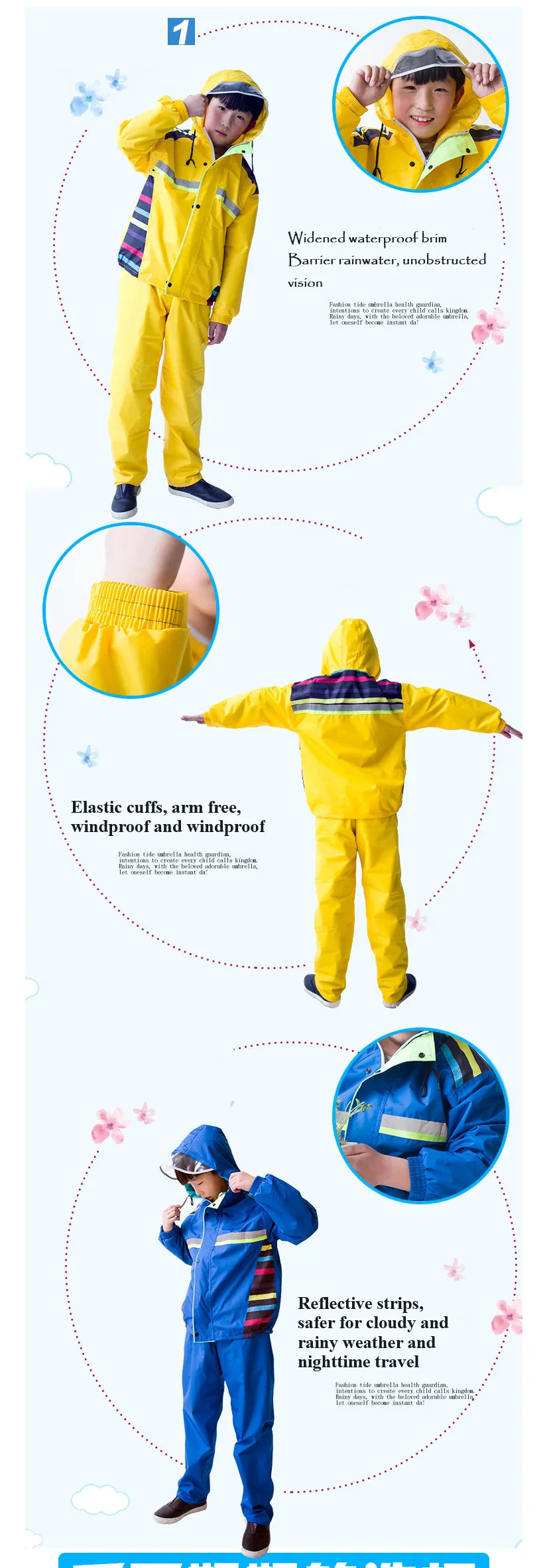 Children's Split Raincoat and Rain Pants Set, Double-layer Waterproof, Student Cycling, Hiking, Outdoor Rain protection Secondary image