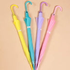 Factory Price Stock Rainbow Umbrella Transparent Long J Handle Promotion Giveway Advertisement Gift Matte Black PVC Umbrella