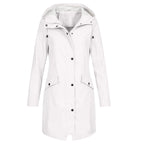 Women's Long Hooded Rain Jacket Outdoor Raincoat Windbreaker Raincoat Waterproof