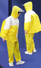 Children's Waterproof Rain Suit Set With Reflective Pants and Hidden Backpack Space Raincoat Custom Logo Decoration for Girls