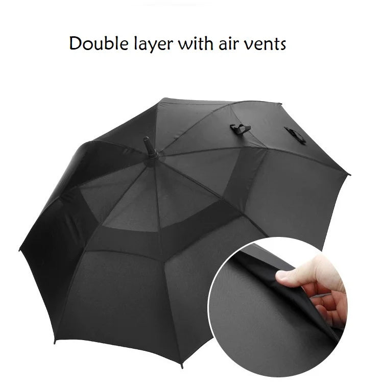 Double-Layer 30''* 8K Straight Golf Umbrella 130CM Windproof Business Rain Umbrella Air Vents Fabric Material Promotional