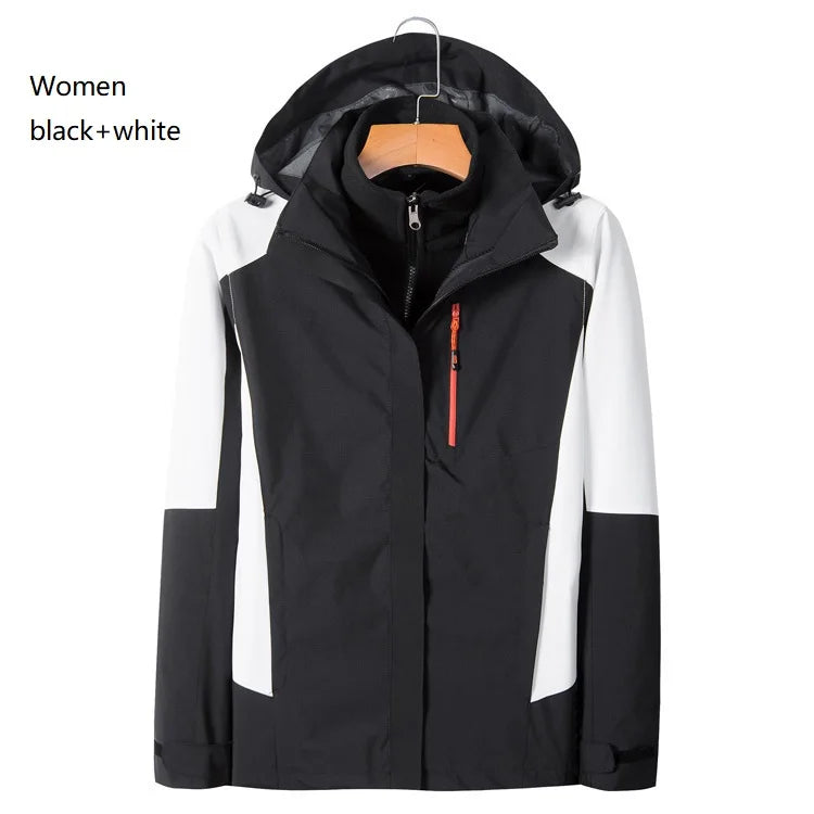 Adult Outdoor Rain Jacket Waterproof Hooded Windbreaker Lightweight Rain Wear With Removable Fleece Liner Motorcycle Raincoat