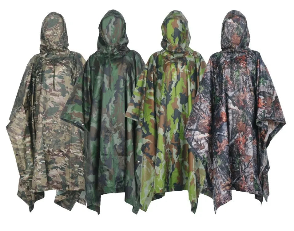 ODM OEM Waterproof  Custom Printing Design Rain Cape  Raincoat Ripstop Tactical Outdoor Use Rain Cover Multifunction Poncho