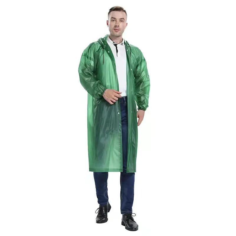 Factory Price Reusable Pvc Hooded Raincoat Waterproof Windproof Long Raincoat Long Rain Jacket