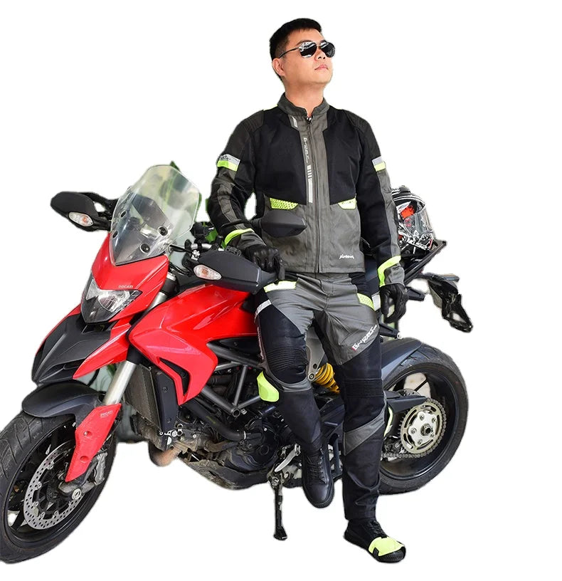 Outdoor Anti-Fall Motorcycle Raincoat Suit With Waterproof Cycling Rain Pants Hooded Jacket in Shirt Style for Motorcycles