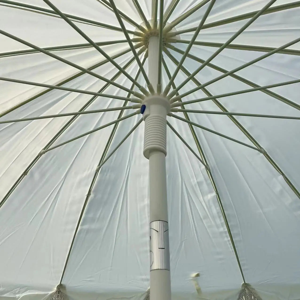 Korean Style Outdoor Large Beach Umbrella for Adults Automatic Wind Tilt With High Resistance Courtyard Beach Tassel Design