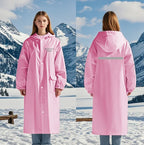 Adult Double Layer Raincoat With Warm Fleece Lining Logo Hood Waterproof Reflection Tape Outdoor Travel Riding Rain Boys Girls