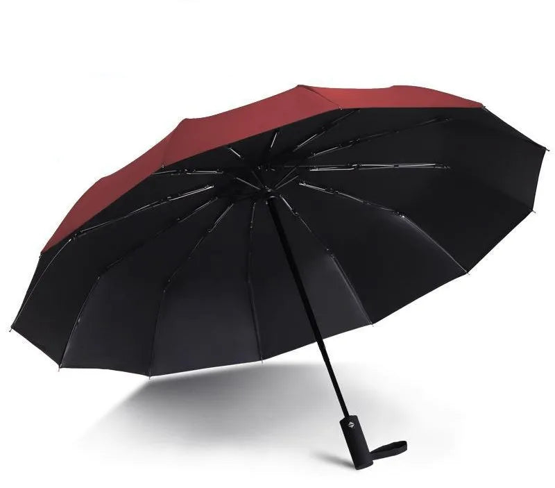 Factory 25 Inch 3-Folding Polyester Umbrellas High Quality Handle With UV Coating 12 Rib Design Fully-Automatic for Wholesale